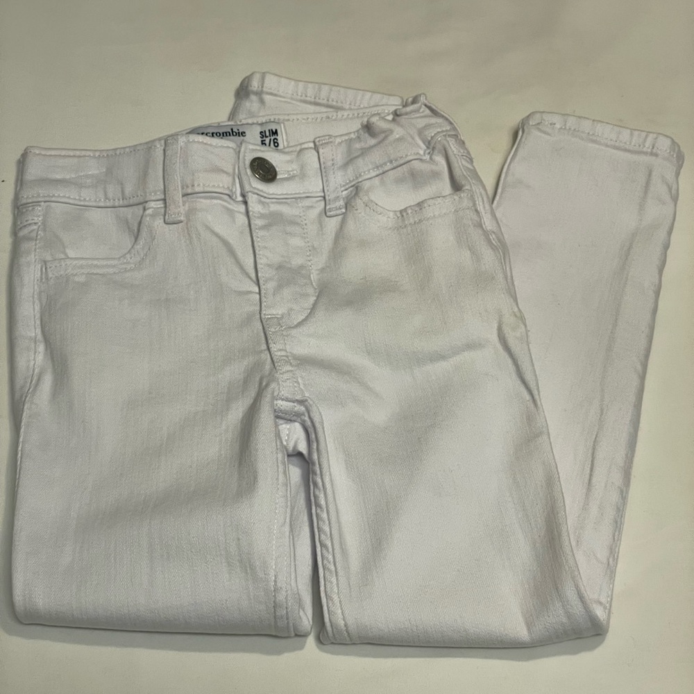 Girls White Jeans Holes Abercrombie Kids Size 5/6